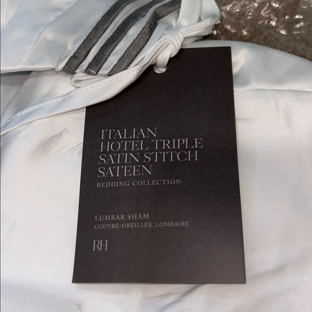 Restoration Hardware Italian Hotel Triple Satin stitch Lumbar Pillow Sham - New